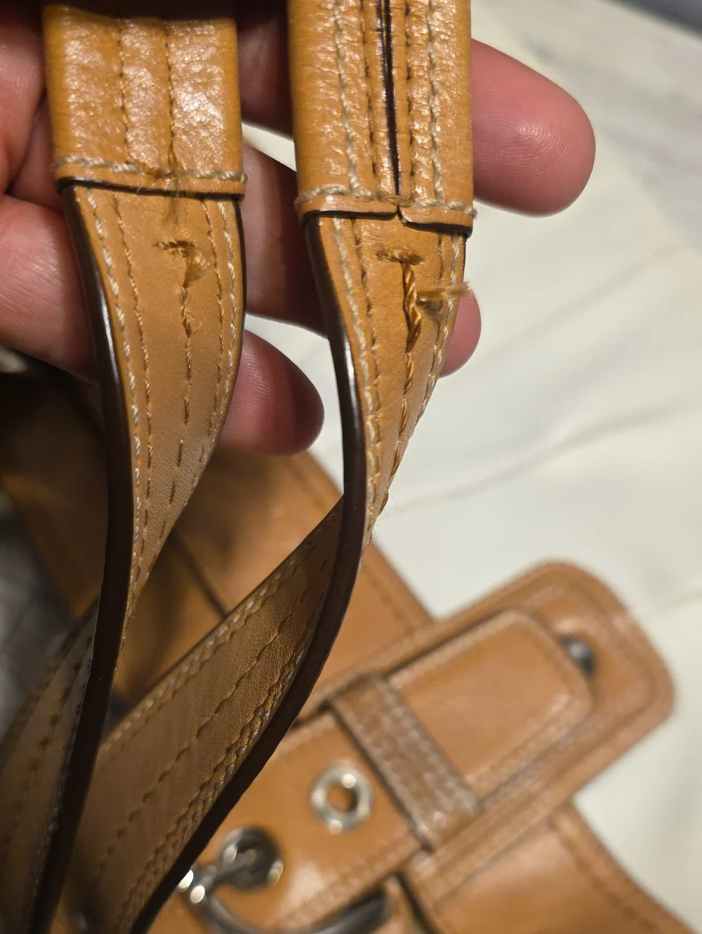 Coach Two-Tone Shoulder Bag in Cream and Tan